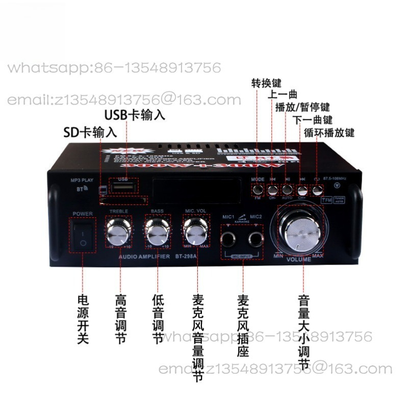 Home Office With Two Desks - Mini Amplificador Bluetooth USB para Casa/Carro,