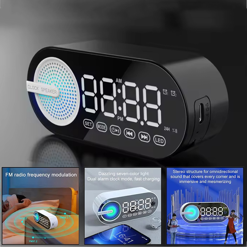 Led Desk Clock - Rádio FM com carregamento USB, despertador,