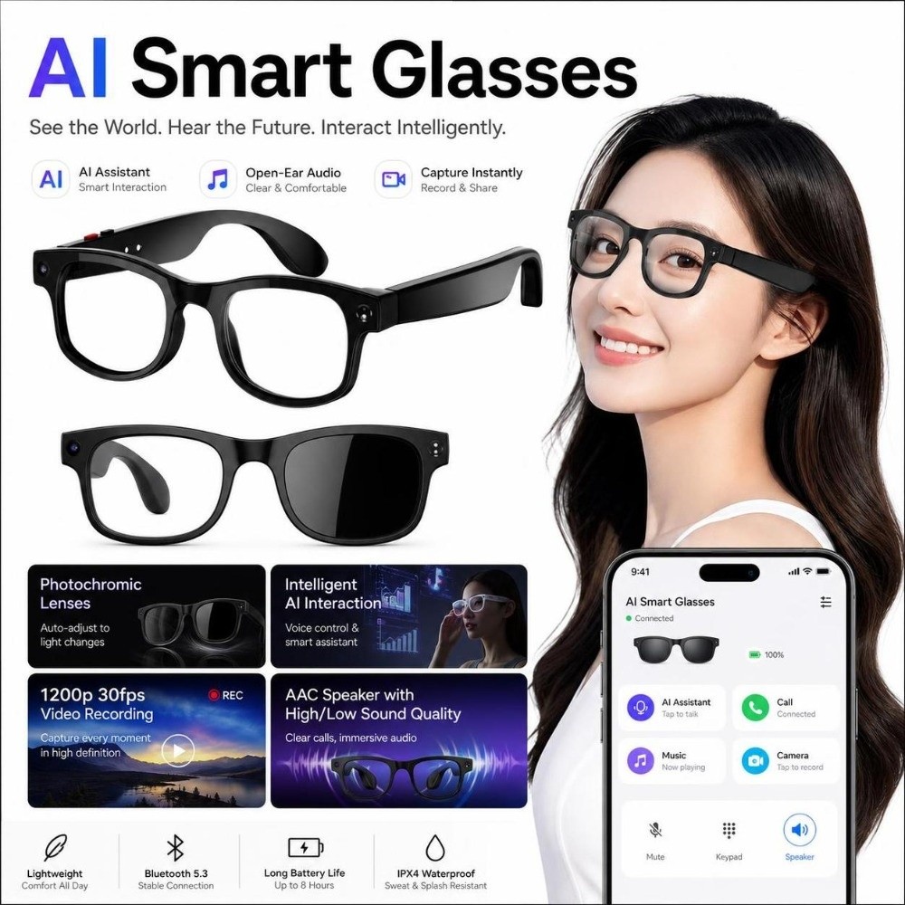 Blue Light Glasses - Óculos Inteligentes AI 2 em 1