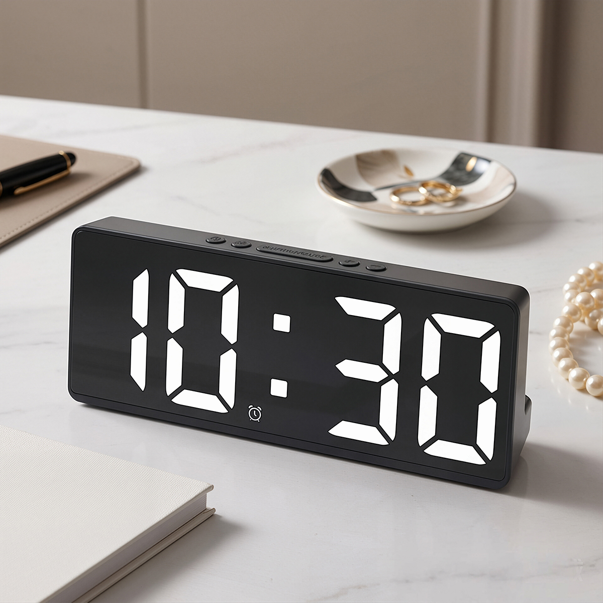 Led Desk Clock - Despertador Digital com Controle por Voz,