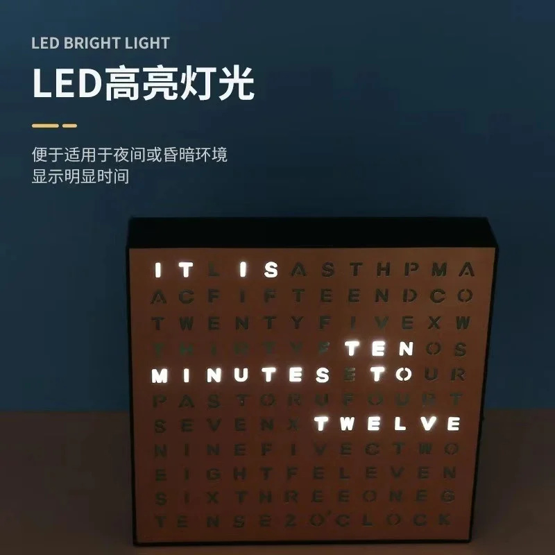 Led Desk Clock - Relógio eletrônico com luz LED, alfabeto