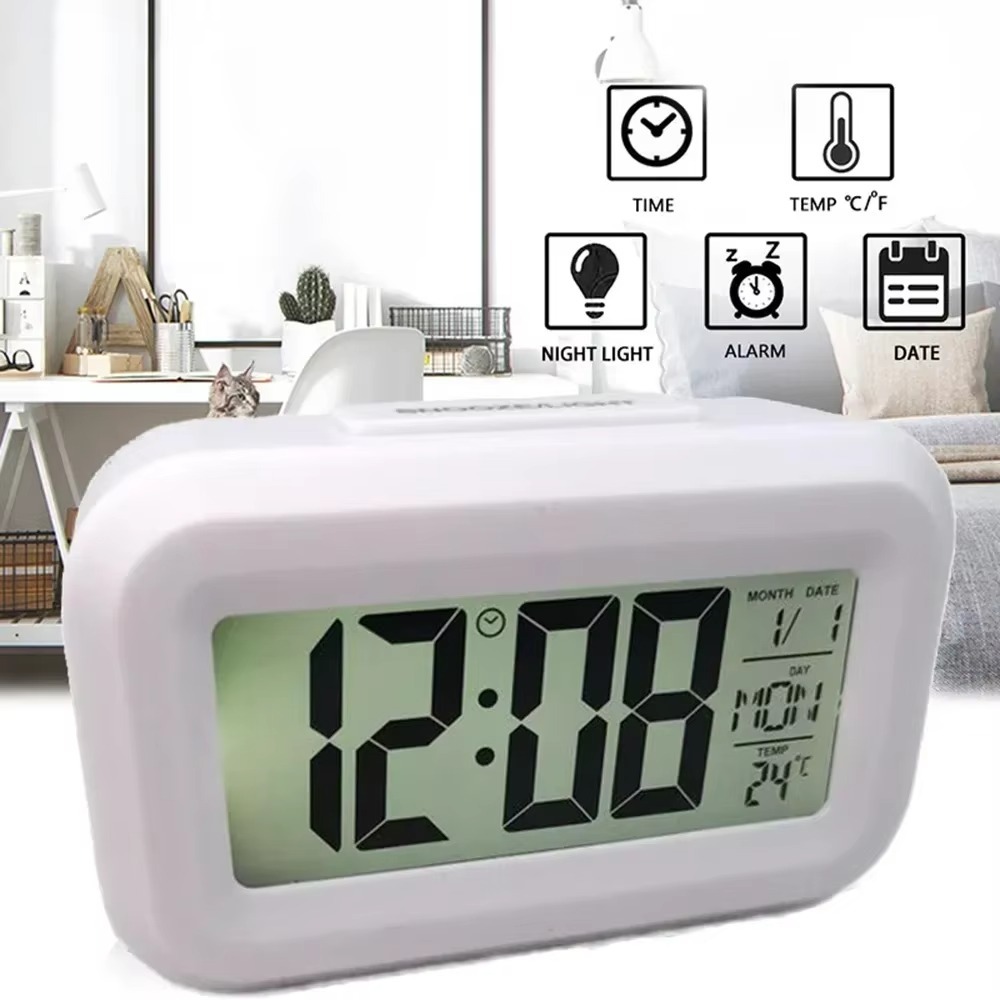 Led Desk Clock - Relógio Despertador Digital com Display LCD,