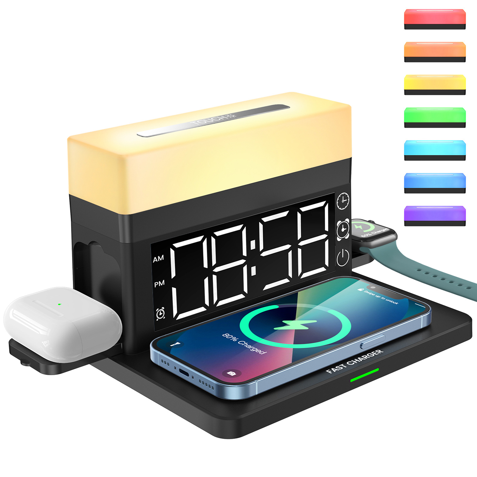 Led Desk Clock - Despertadores digitais de mesa com carregamento