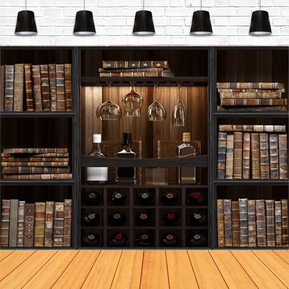 Home Office Background For Zoom - Estante vintage fotografia pano de fundo