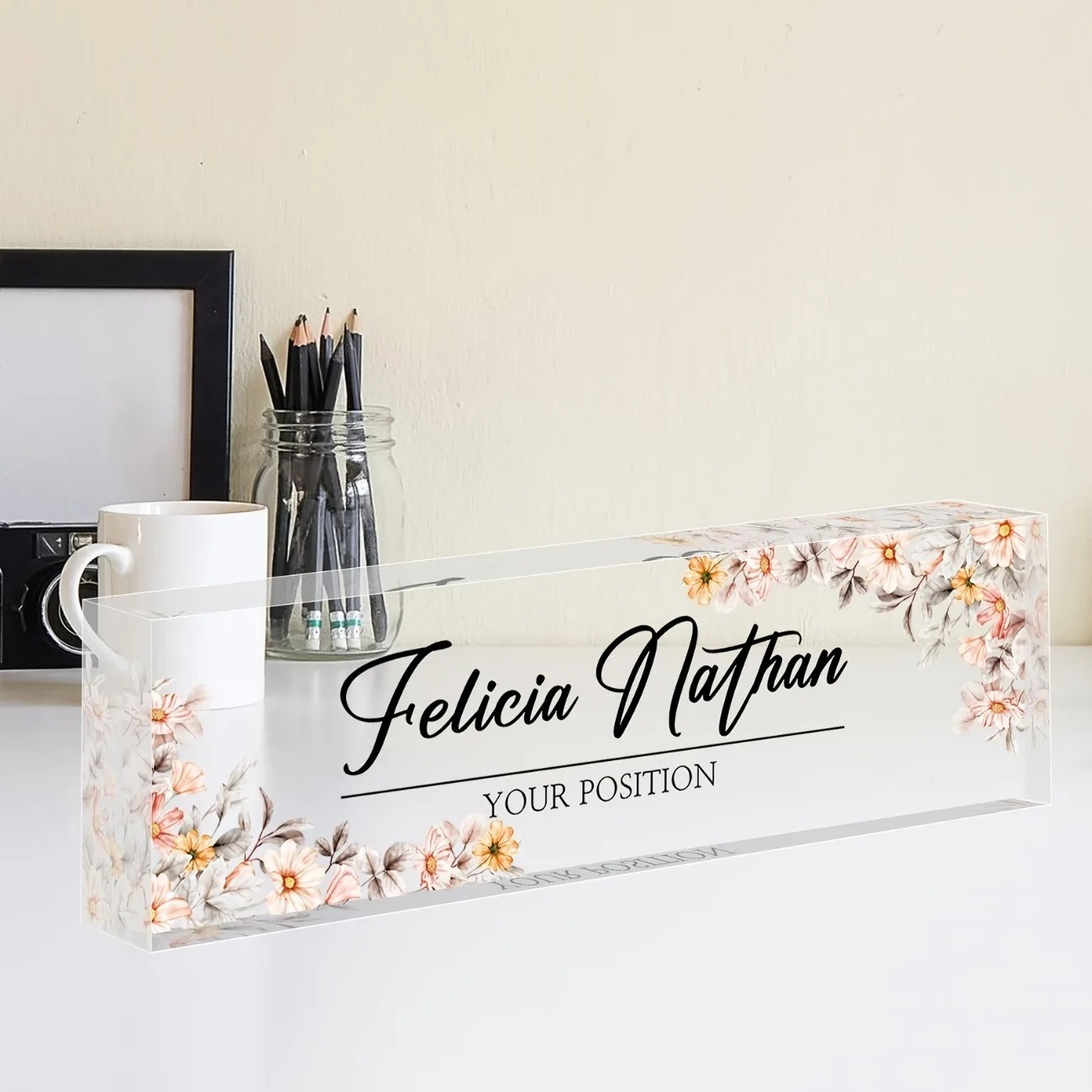 Office Table Home - [2D Plano] Placa de Nome Personalizada