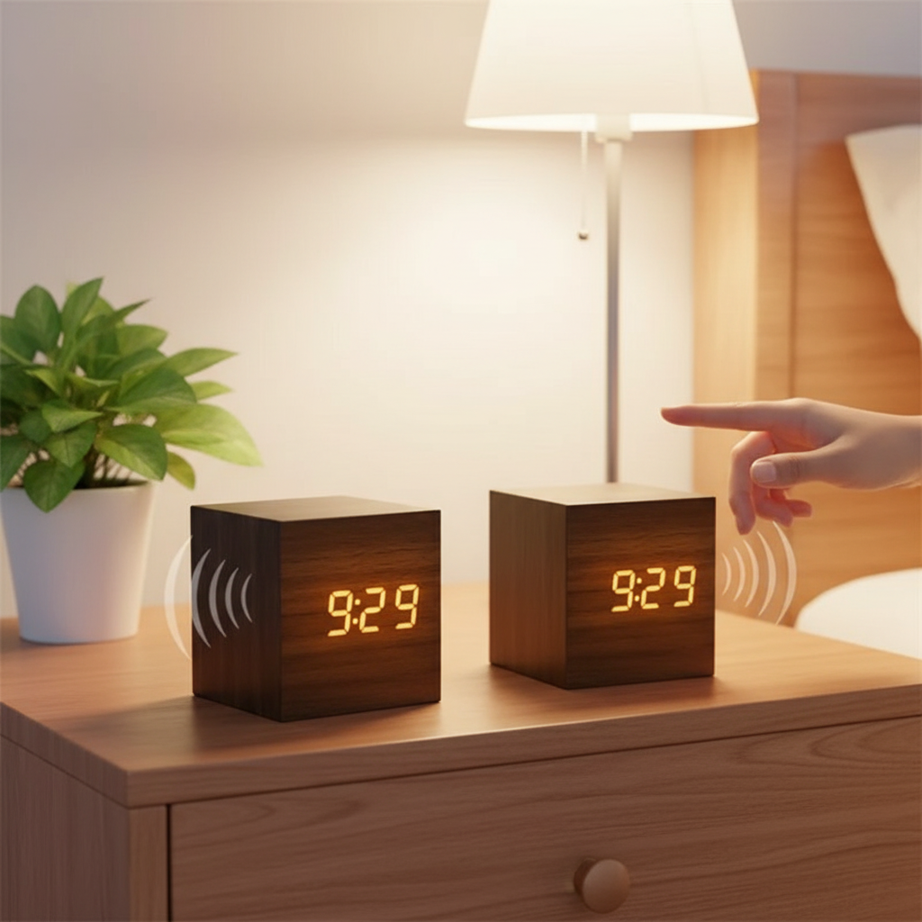 Led Desk Clock - Controle de voz relógio eletrônico digital