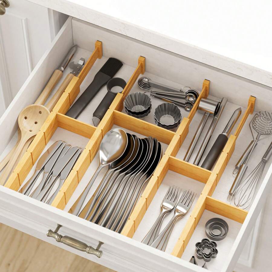 Home Office Kitchen - Separadores de Gavetas de Bambu com