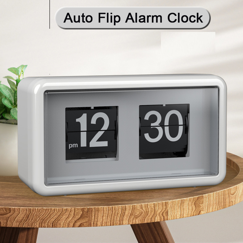 Led Desk Clock - Relógio despertador com flip automático, display