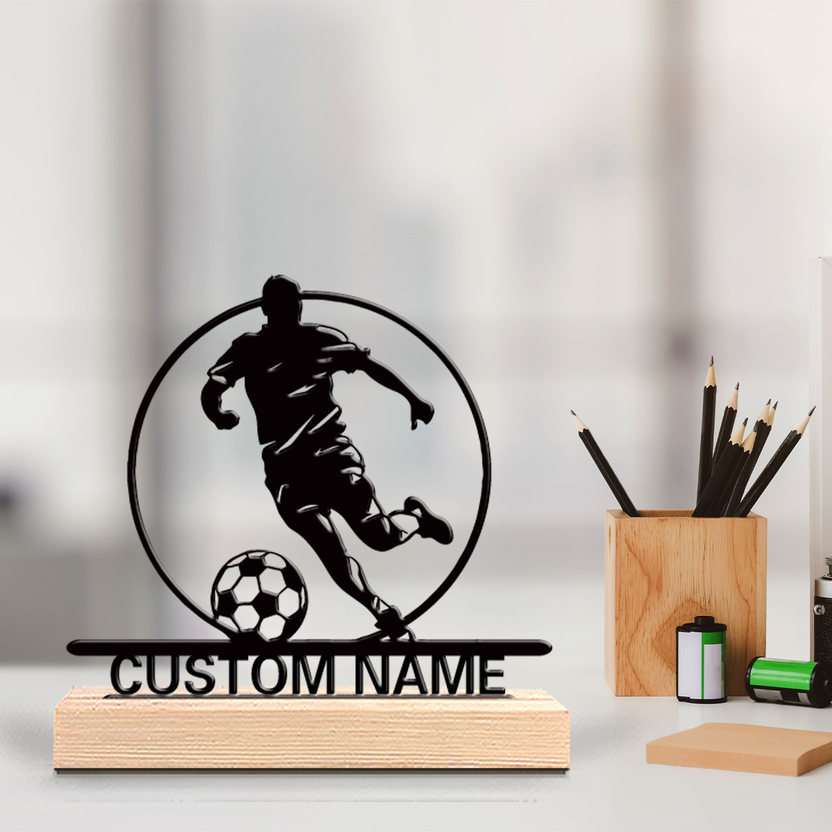 Office Table Home - Estátua de Metal Personalizada de Jogador