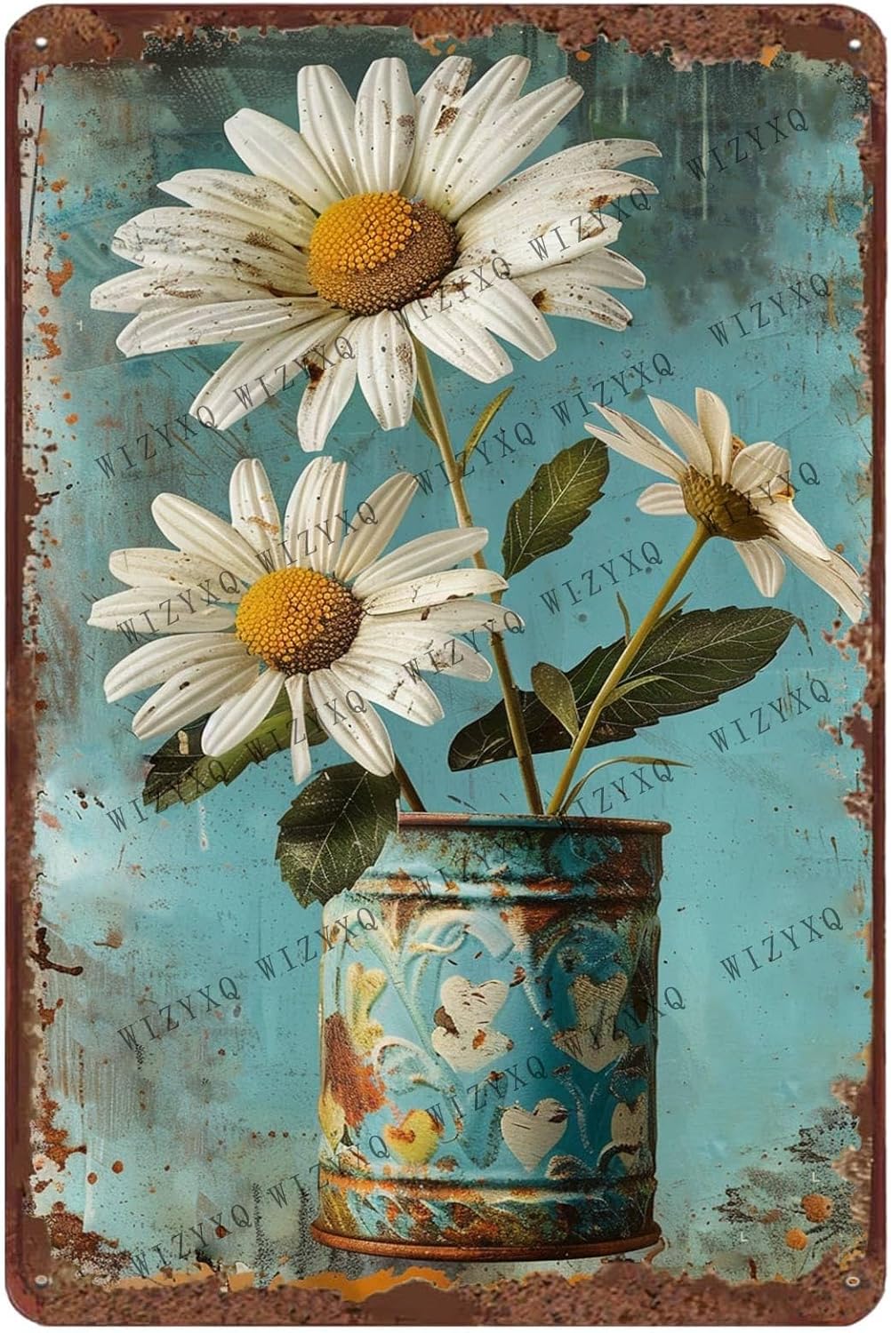Home Office Kitchen - Placas de Metal Vintage com Flor