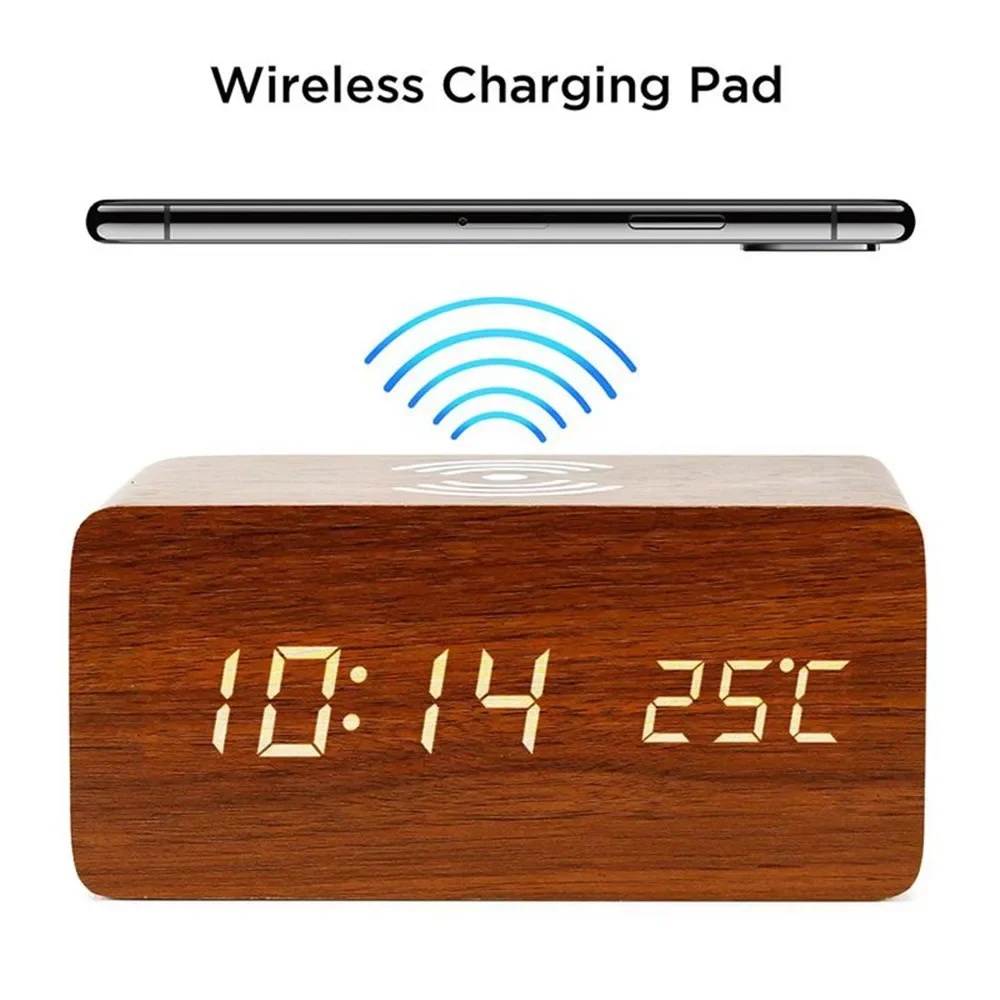 Led Desk Clock - Despertador led digital de madeira usb/aaa