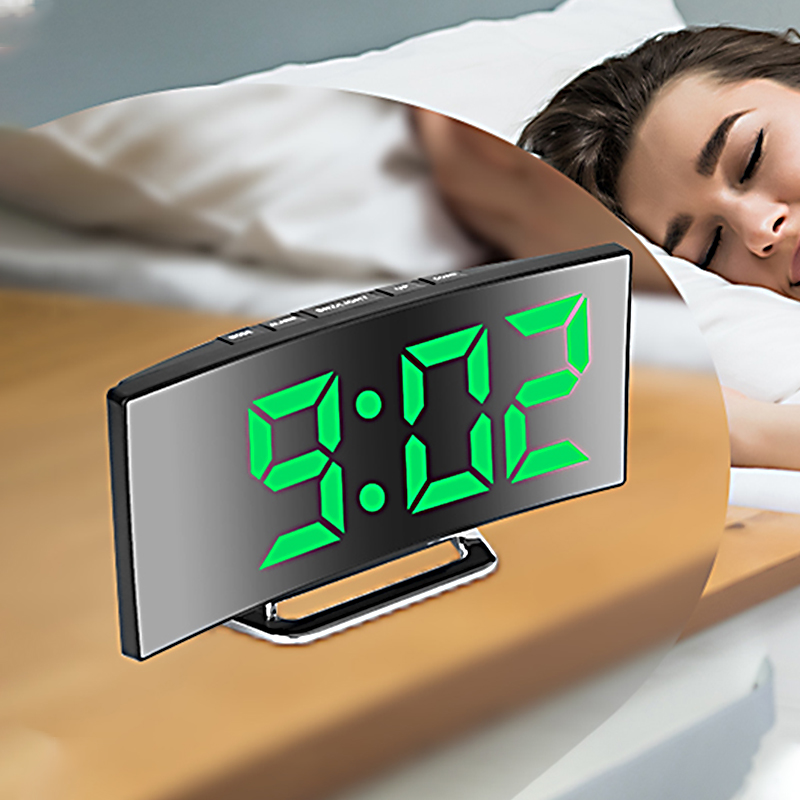 Led Desk Clock - Led despertador digital tela curvada espelho