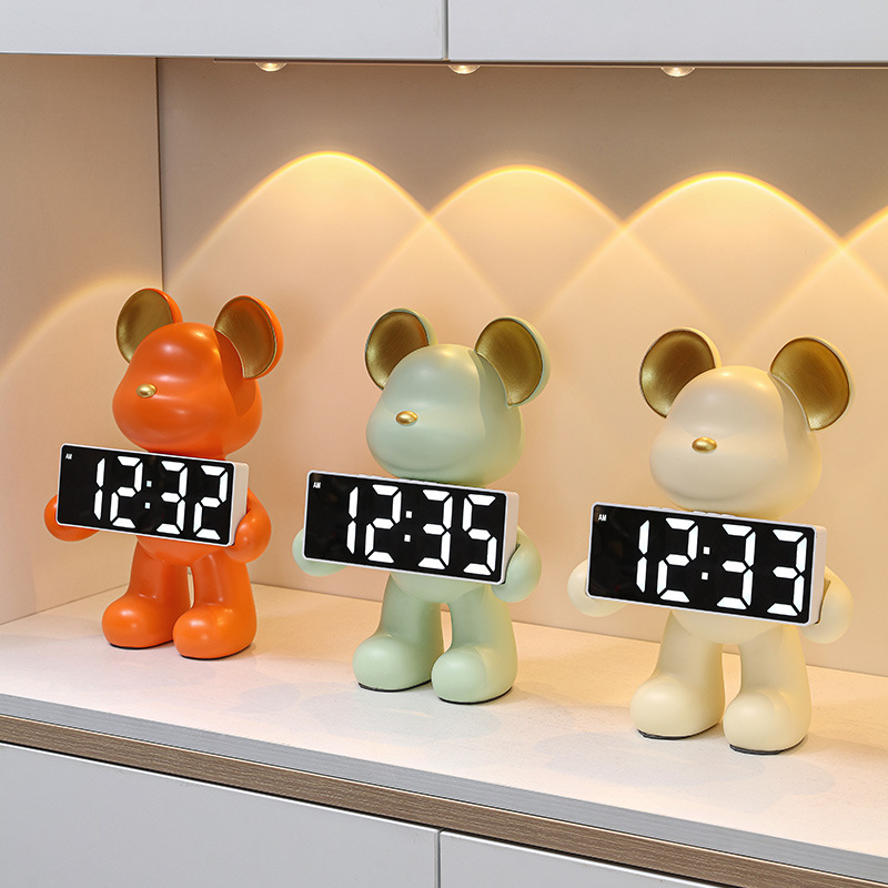 Urso Nórdico Criativo de Resin - Led Desk Clock avaliação e preço