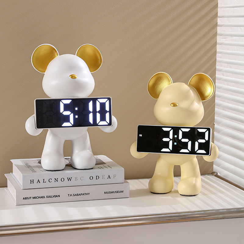 Urso Nórdico Criativo de Resin - Led Desk Clock avaliação e preço