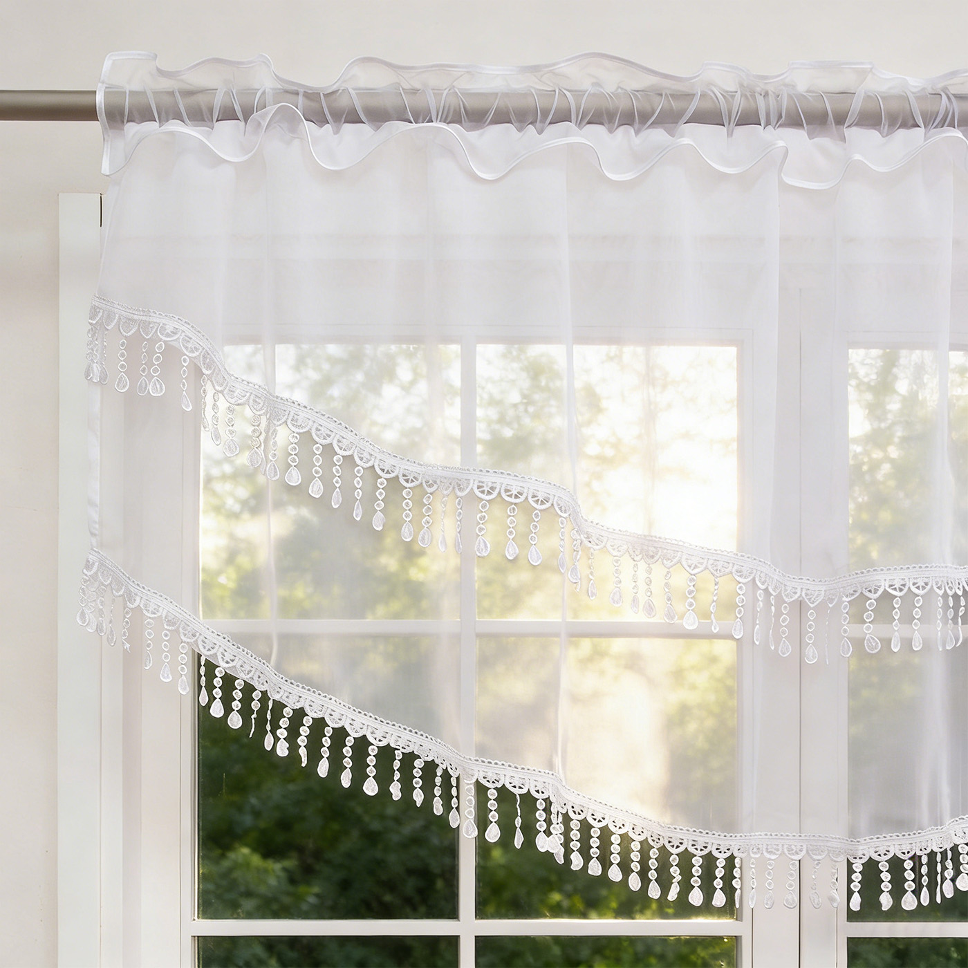 2 Peças de Cortinas de Renda B - Home Office Kitchen avaliação e preço