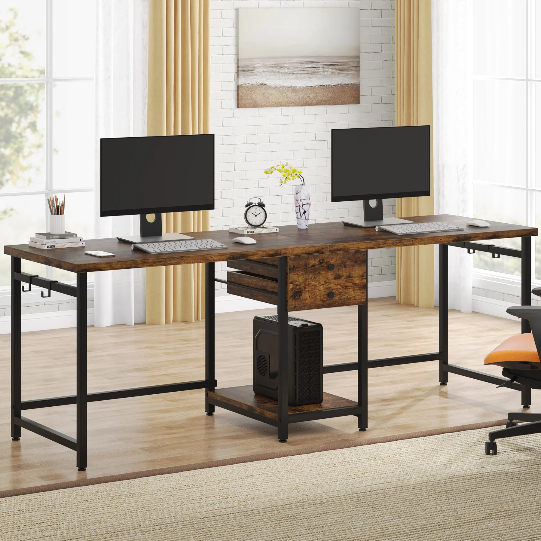 Mesa Gaming com Prateleiras, 2 - Home Office With Two Desks avaliação e preço