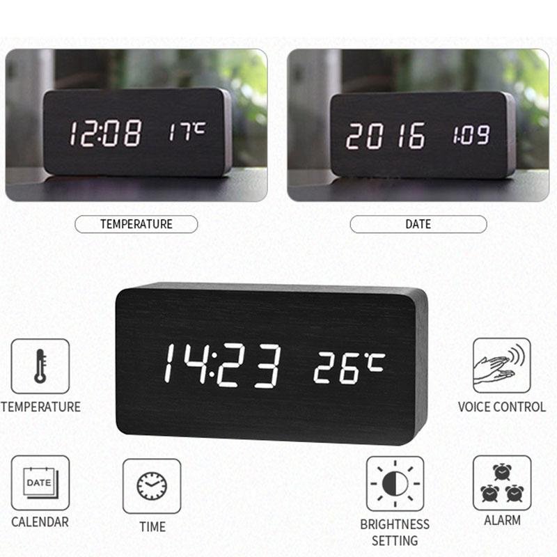 Despertador digital de madeira - Led Desk Clock avaliação e preço