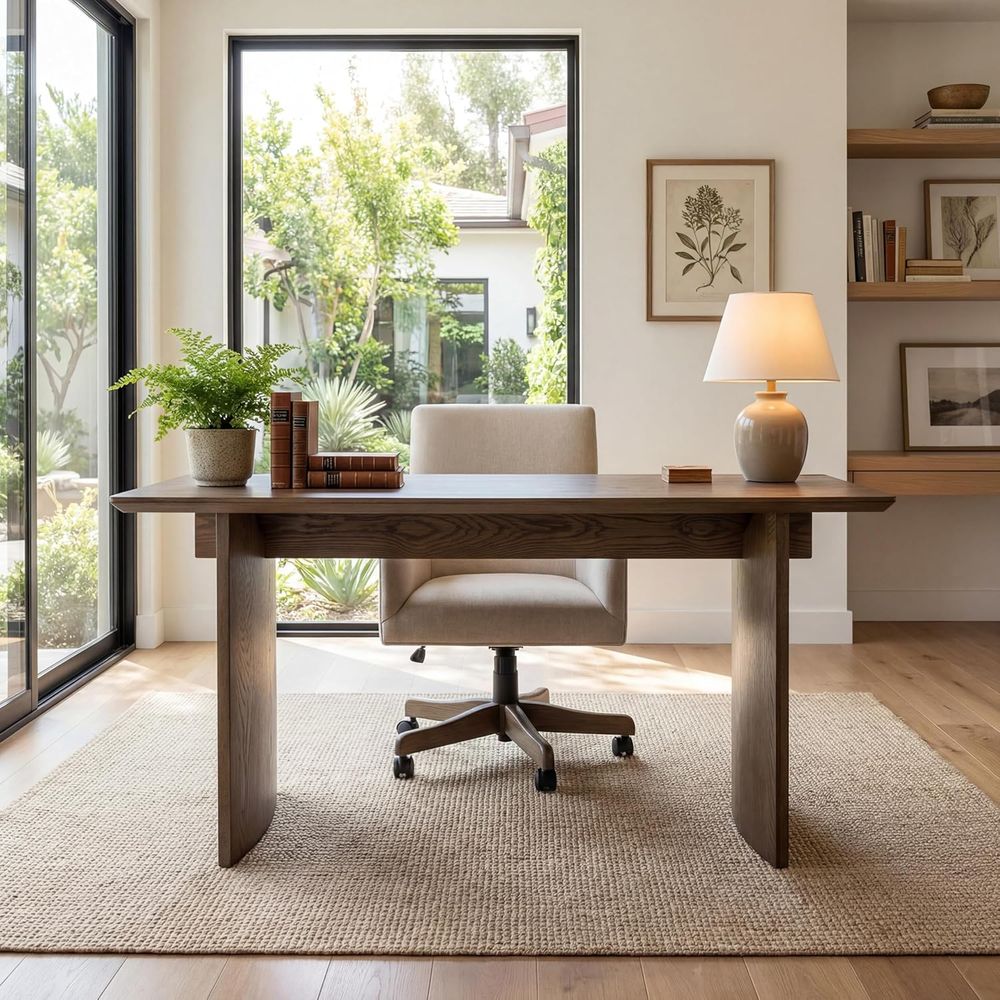 Escrivaninha Espaçosa de Nogue - Home Office With Two Desks avaliação e preço
