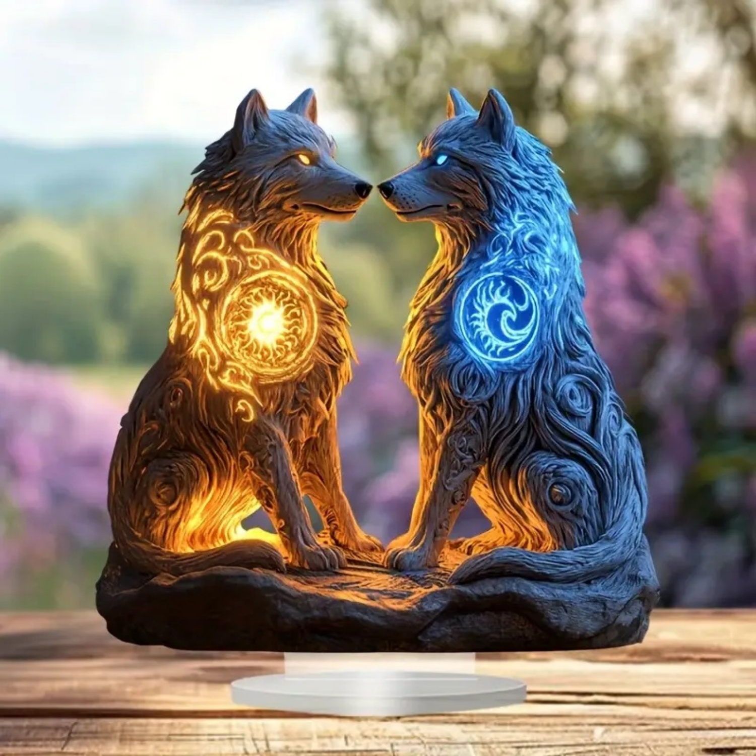 Estátua de lobo chama, estatue - Office Table Home avaliação e preço