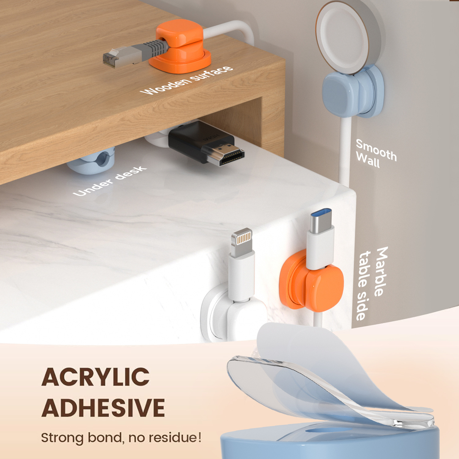 Organizador de cabos adesivo,  - Home Office Organization avaliação e preço