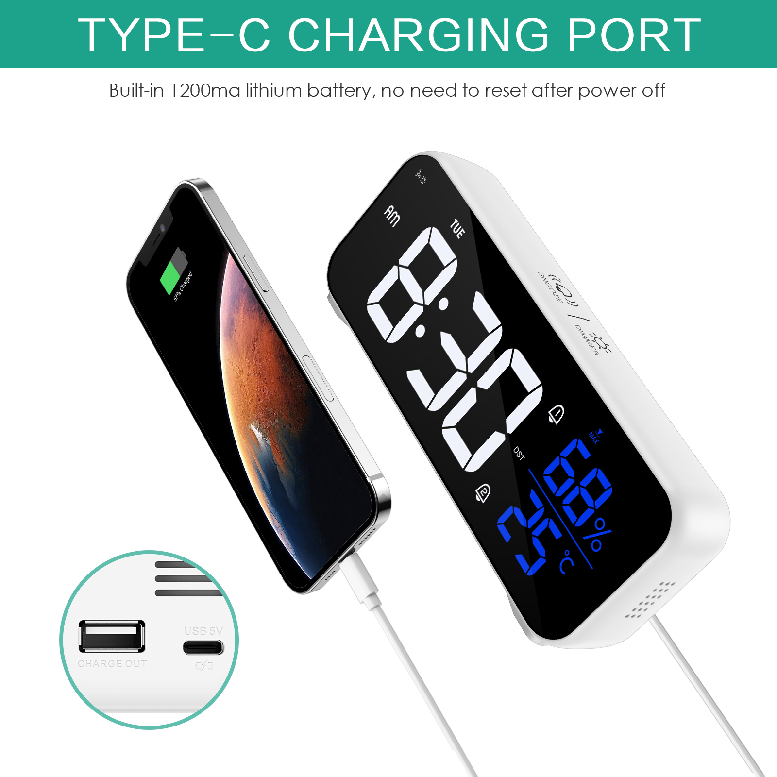 Oria led espelho despertador r - Led Desk Clock avaliação e preço