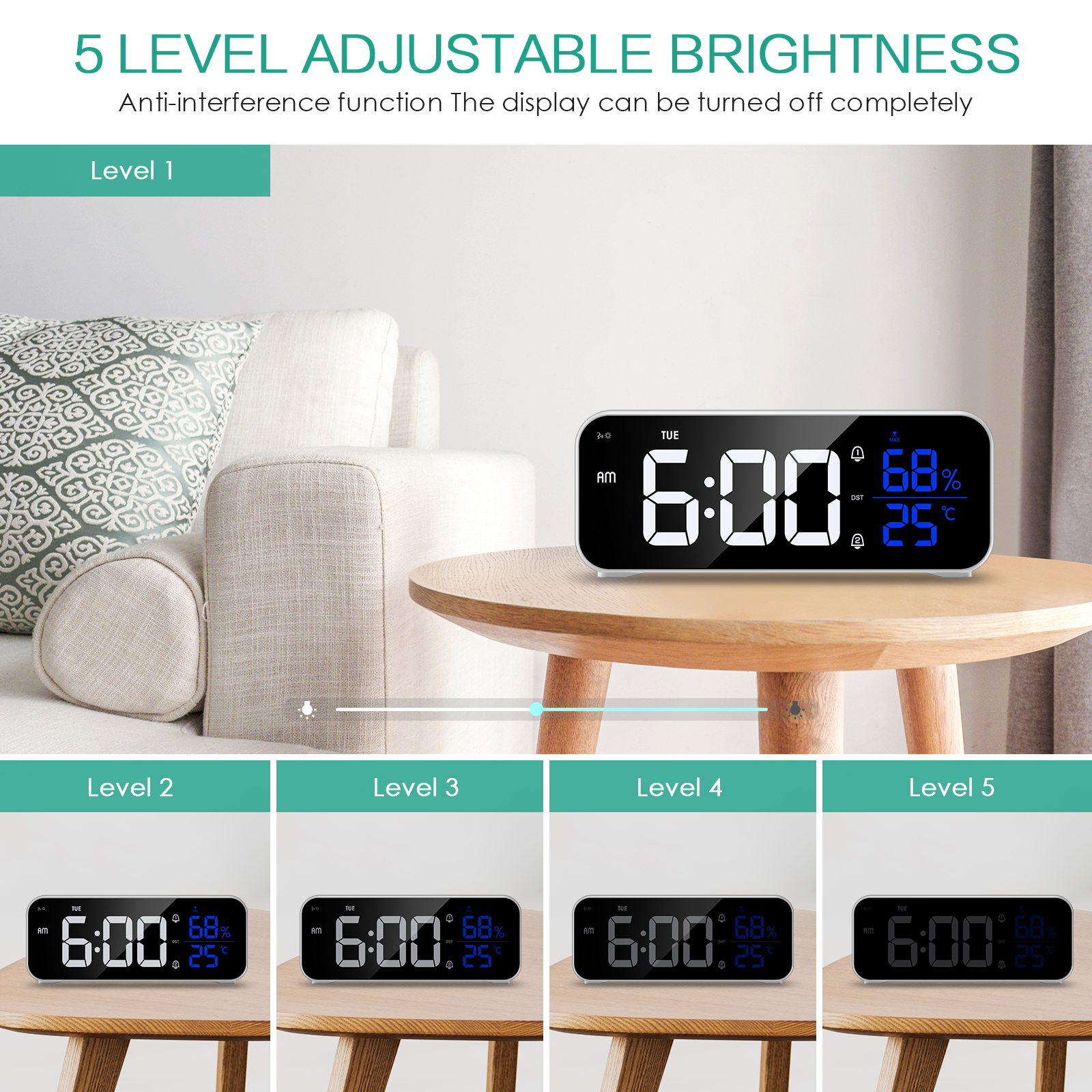Oria led espelho despertador r - Led Desk Clock avaliação e preço
