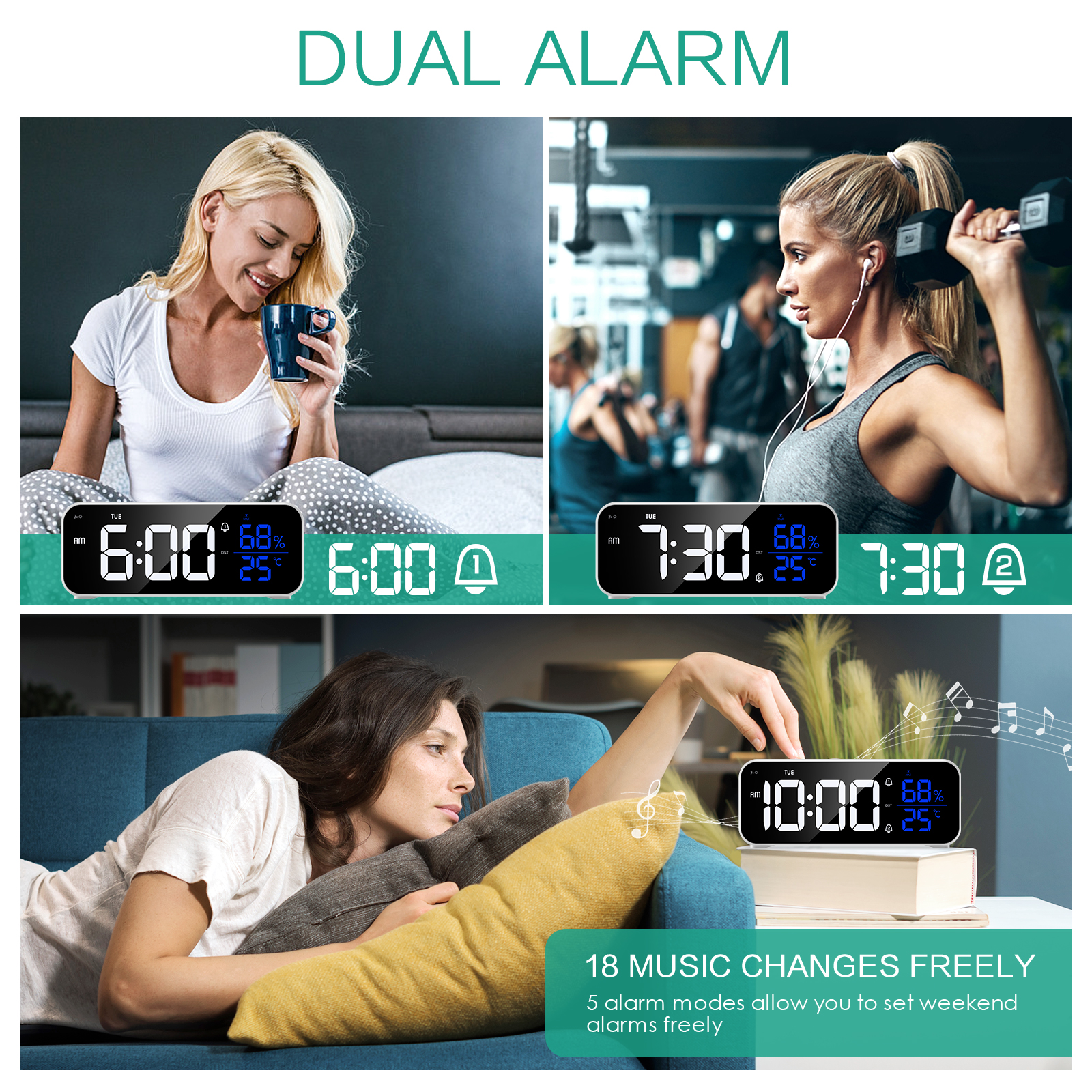 Oria led espelho despertador r - Led Desk Clock avaliação e preço